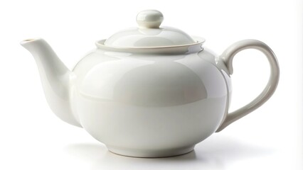 White teapot isolated on white background with clipping path