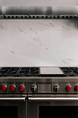 Professional Stainless Steel Kitchen Stove And Backsplash
