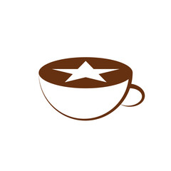 Logo coffee cup star minimalist design with blank background