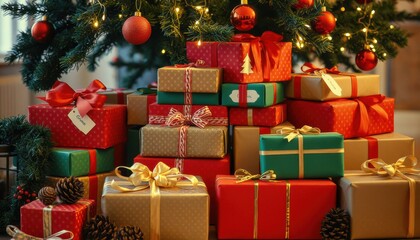 Set of beautifully wrapped gift boxes