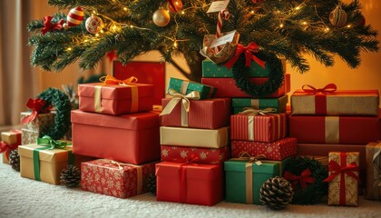 Set of beautifully wrapped gift boxes