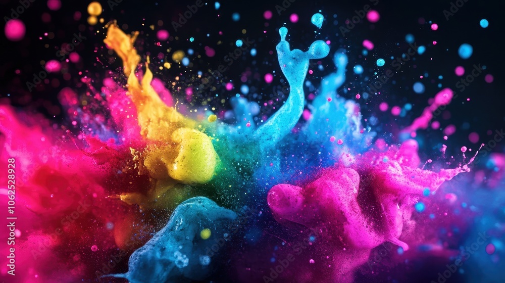 Poster vibrant abstract color splashes and drips