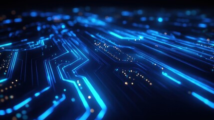 Obraz premium Abstract Digital Circuit Board with Glowing Blue Lines