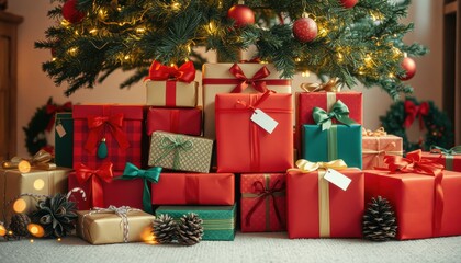 Set of beautifully wrapped gift boxes