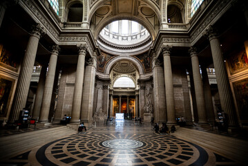 Sunlight Illuminating the Classical Interior of the Pantheon - Paris, France