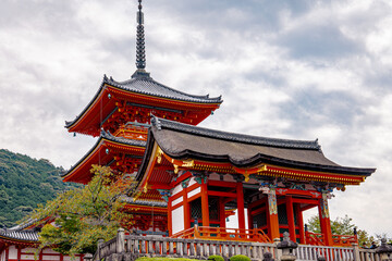 Red old temples in Japan.