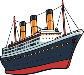 titanic ship on white background