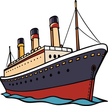 titanic ship on white background