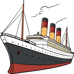 titanic ship on white background