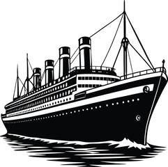 titanic ship on white background