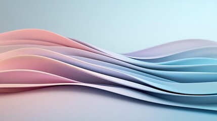 Abstract wavy paper layers in soft pastel shades on a smooth surface.