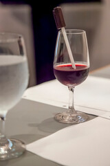 Wine Glass with Thermometer in Sommelier Tasting Class Setting
