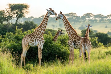 Obraz premium The Ultimate Family Safari Witness Giraffes in Their Natural Habitat