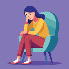 vector una mujer sentada en una silla triste