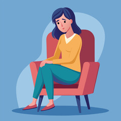 vector una mujer sentada en una silla triste