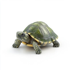 Obraz premium A realistic turtle figurine with intricate detailing and a green shell against a plain background.