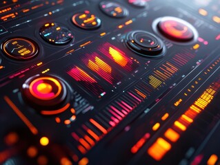 Obraz premium Personal fitness goals with vibrant graphs and charts, sleek interface, soft lighting, high-energy vibe