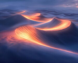 Road trip through the desert with vibrant sand dunes, soft lighting, dynamic movement, high contrast, realism