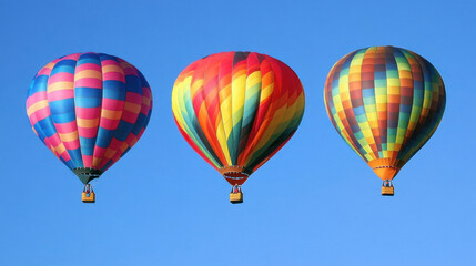 Fototapeta premium Colorful Hot Air Balloons in a Clear Blue Sky