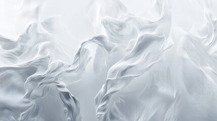 Abstract White Fabric Draped in S-Shaped Curves