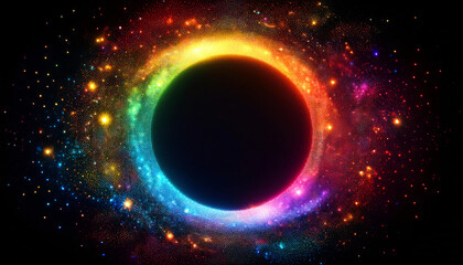 Obraz premium Background has a shiny rainbow circle frame with space for text A-11.4.241