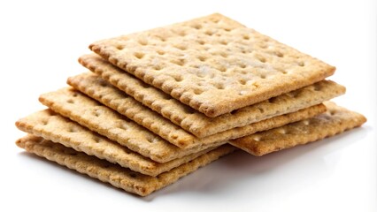 Whole wheat flour crackers on white background