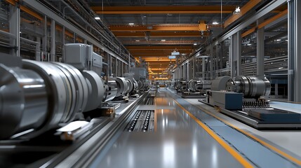 Fototapeta premium Industrial Machinery Production Line in Modern Factory