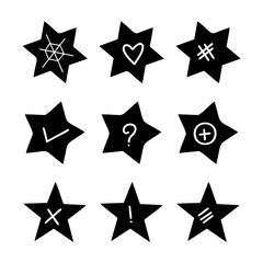 Fototapeta premium Collection of illustrations of stars with various shapes isolated on white background