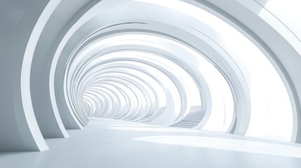 Obraz premium Abstract White Tunnel With Circular Architectural Design