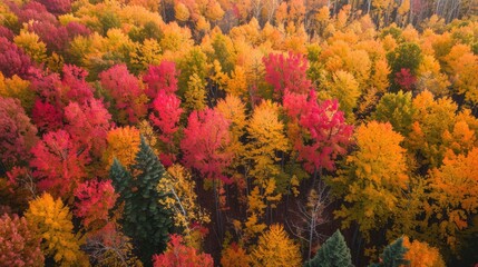 Obraz premium Fall tree line captured from above