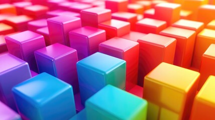 Obraz premium Colorful Glossy Cubes in a Grid Pattern