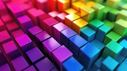 Abstract Colorful 3D Cube Pattern