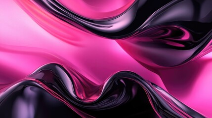 Abstract Liquid Swirls in Vibrant Pink and Black
