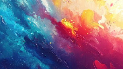 Abstract Painting with Blue, Red, and Yellow Colors