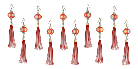 chinese earring vector design, jewelry for chinese new year eps 2