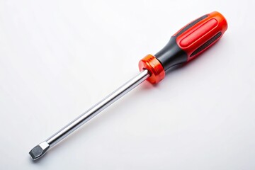Wide angle plastic handle cross blade screwdriver on white background