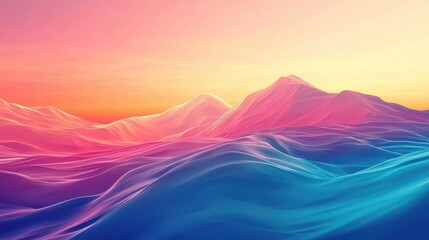 Abstract Colorful Mountain Range with Smooth, Flowing Lines