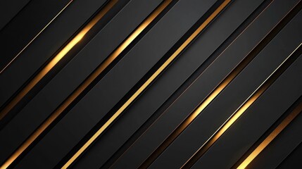 Obraz premium Abstract Black and Gold Diagonal Lines with Glowing Edges