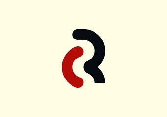 simple monogram connection logo letter R C