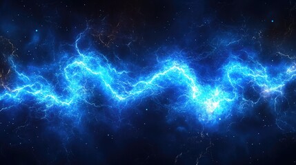 Abstract Blue Lightning Energy Flow in Space