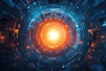 Obraz premium Futuristic Nuclear Reactor Core with Glowing Elements