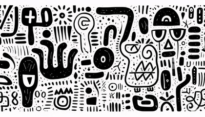 Obraz premium Black and white doodle art illustration