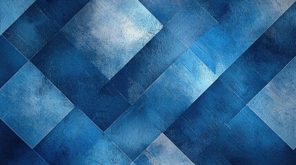 Abstract Blue Geometric Pattern with Distressed Texture