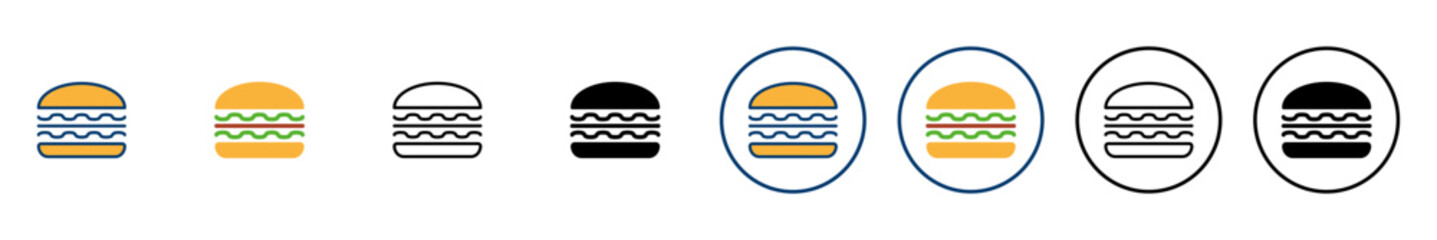 Hamburger icon vector isolated on white background. Burger and hamburger icon. Fast food vector icon