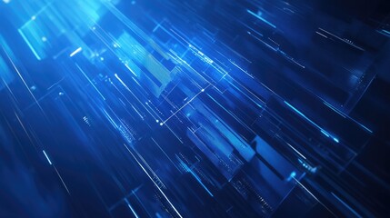 Obraz premium Abstract Digital Network with Glowing Blue Lines and Rectangles