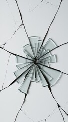 Obraz premium White Background with Shattered Glass Fragments and Subtle Cracks
