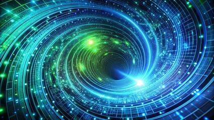 Fototapeta premium A swirling vortex of data, a cosmic network of interconnected luminescent lines, a gateway to the digital universe.