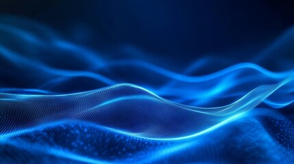Fototapeta premium Attract Blue Line Movement, Abstract Wave Line, Light Technology Background, Copy Space 
