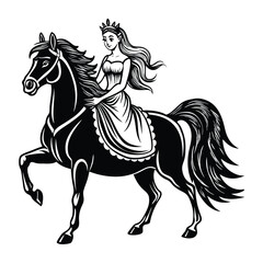Vector Girl Riding Horse Vectors