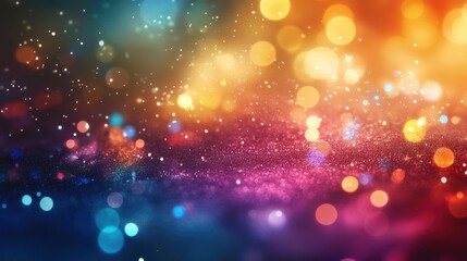 Abstract Glittering Bokeh Background with Blue, Pink, and Yellow Lights